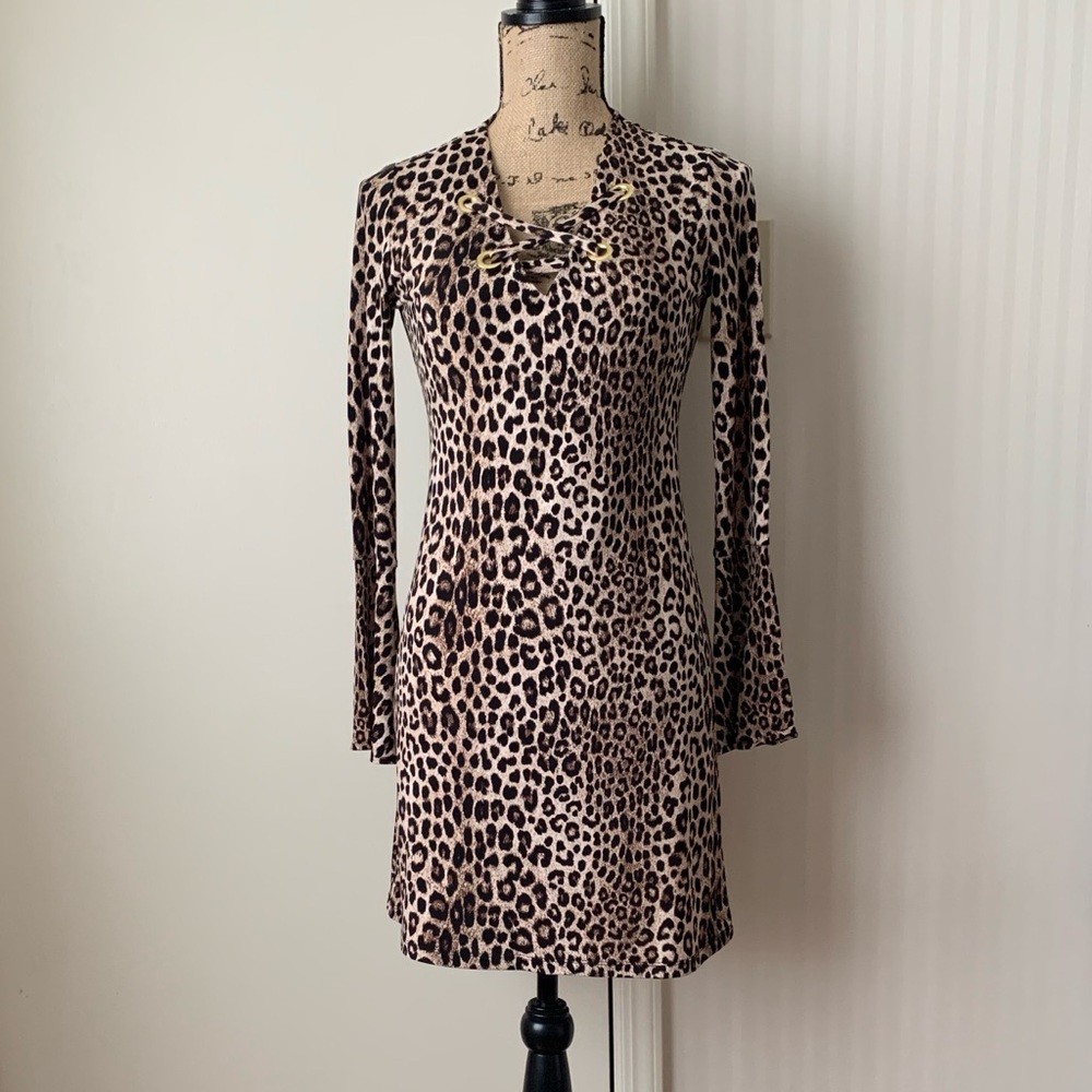 NWT Michael Kors Animal Print Long Sleeve Dress